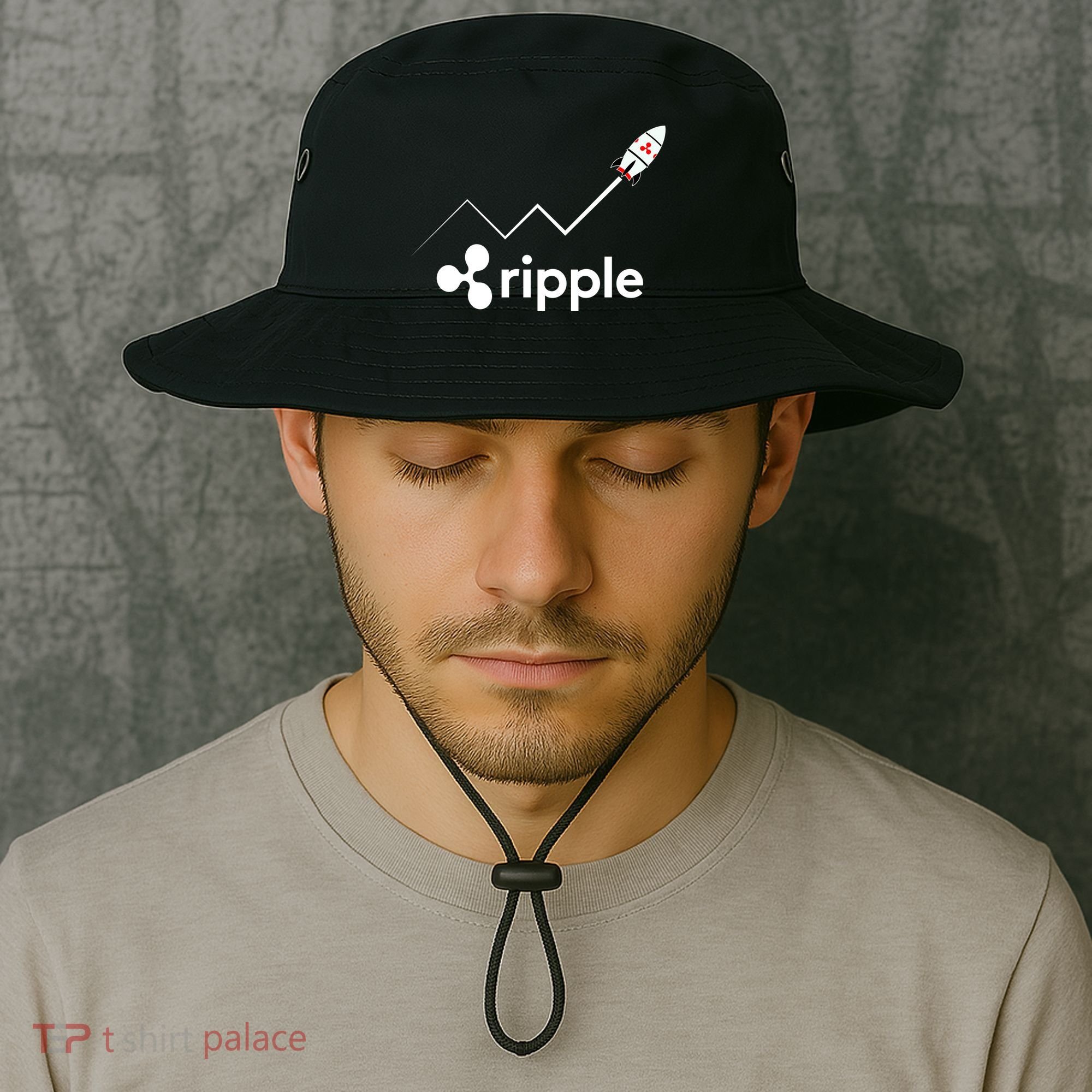 Ripple XRP To the Moon Crypto Rocket Chart Bucket Hat