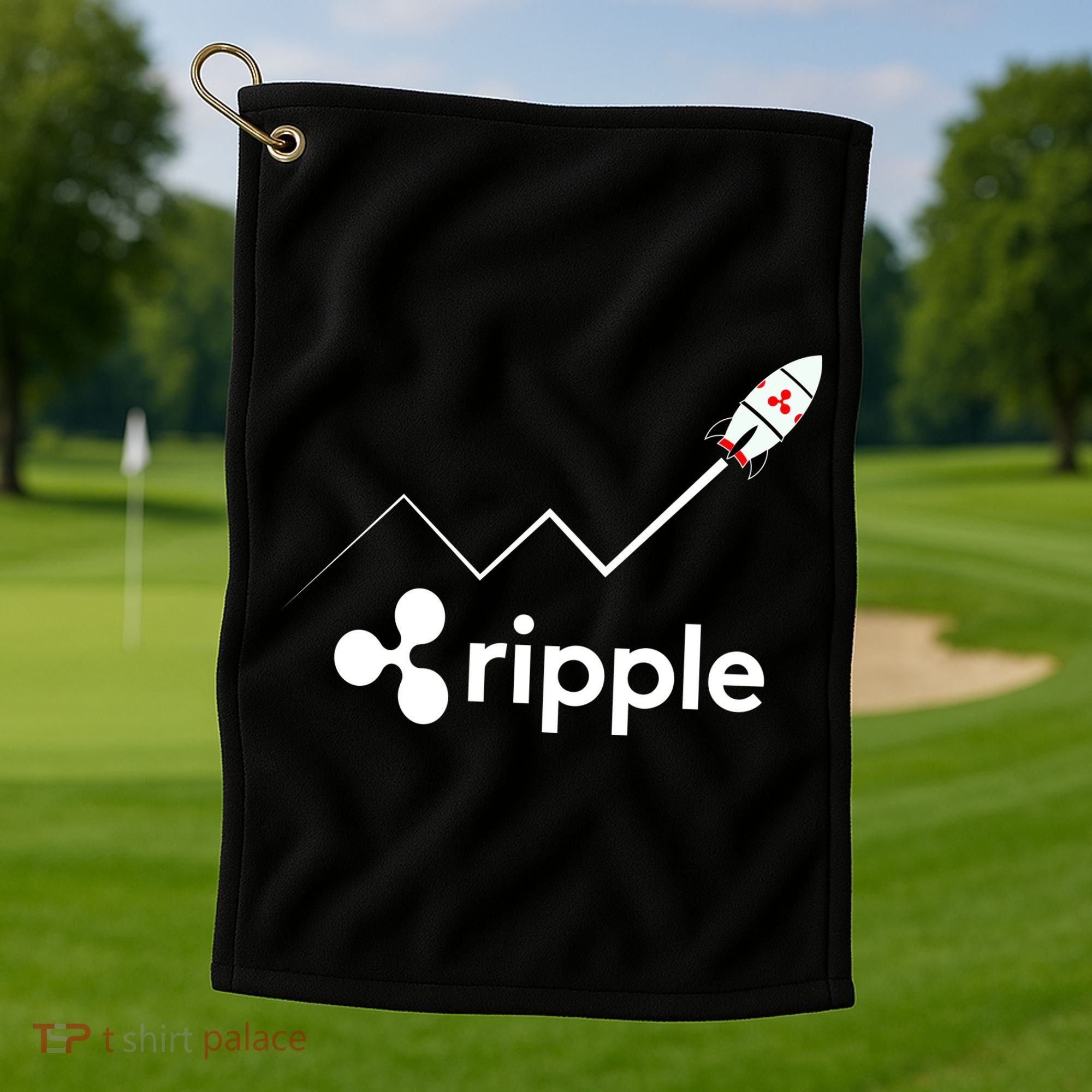 Ripple XRP To the Moon Crypto Rocket Chart Golf Towel