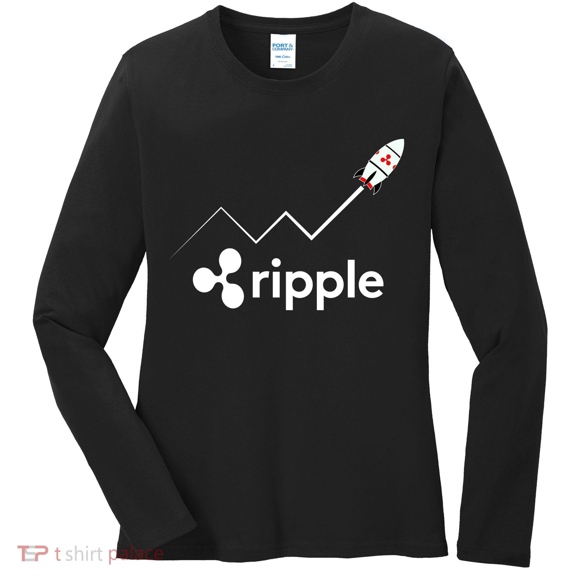 Ripple XRP To the Moon Crypto Rocket Chart Women's Long Sleeve Shirt