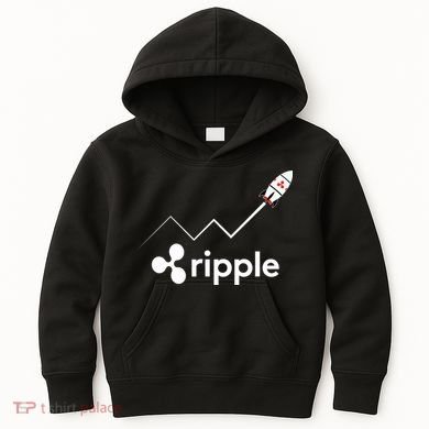 Ripple XRP To the Moon Crypto Rocket Chart Kids Hoodie