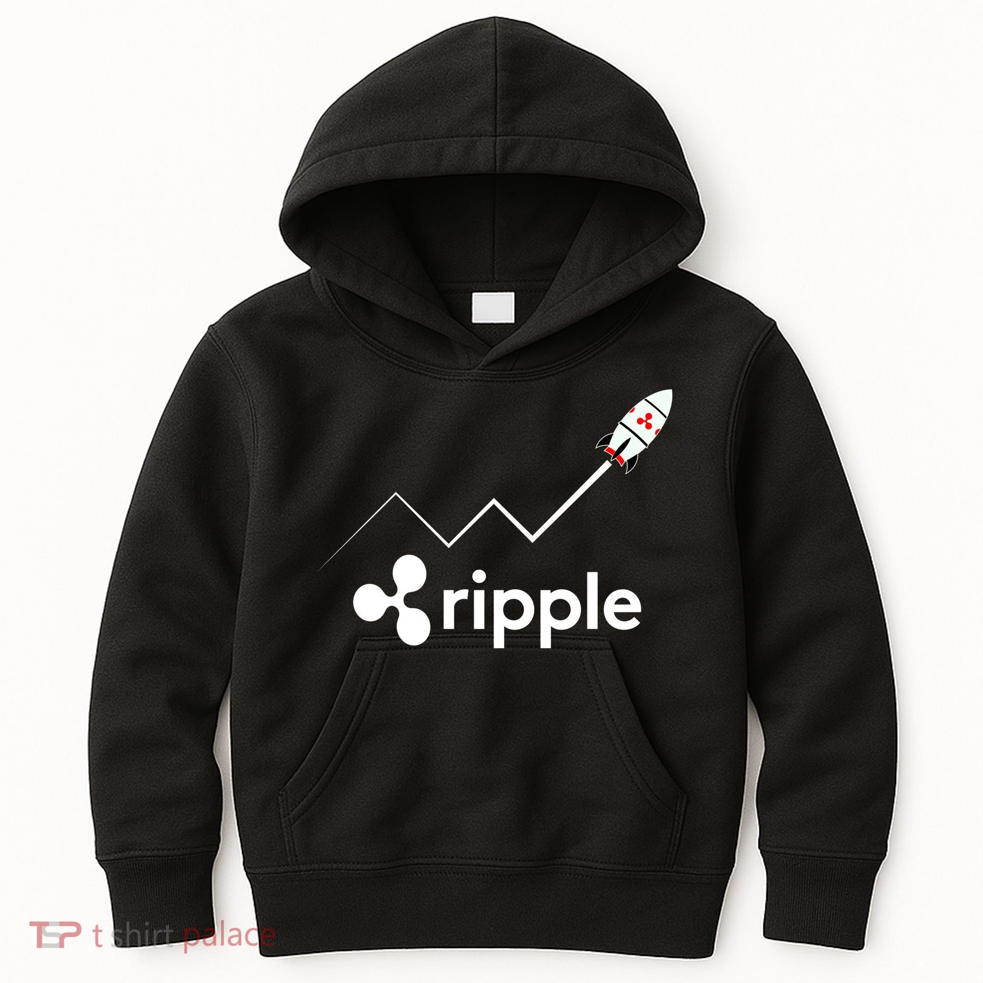 Ripple XRP To the Moon Crypto Rocket Chart Kids Hoodie