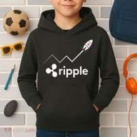 Ripple XRP To the Moon Crypto Rocket Chart Kids Hoodie thumb 2