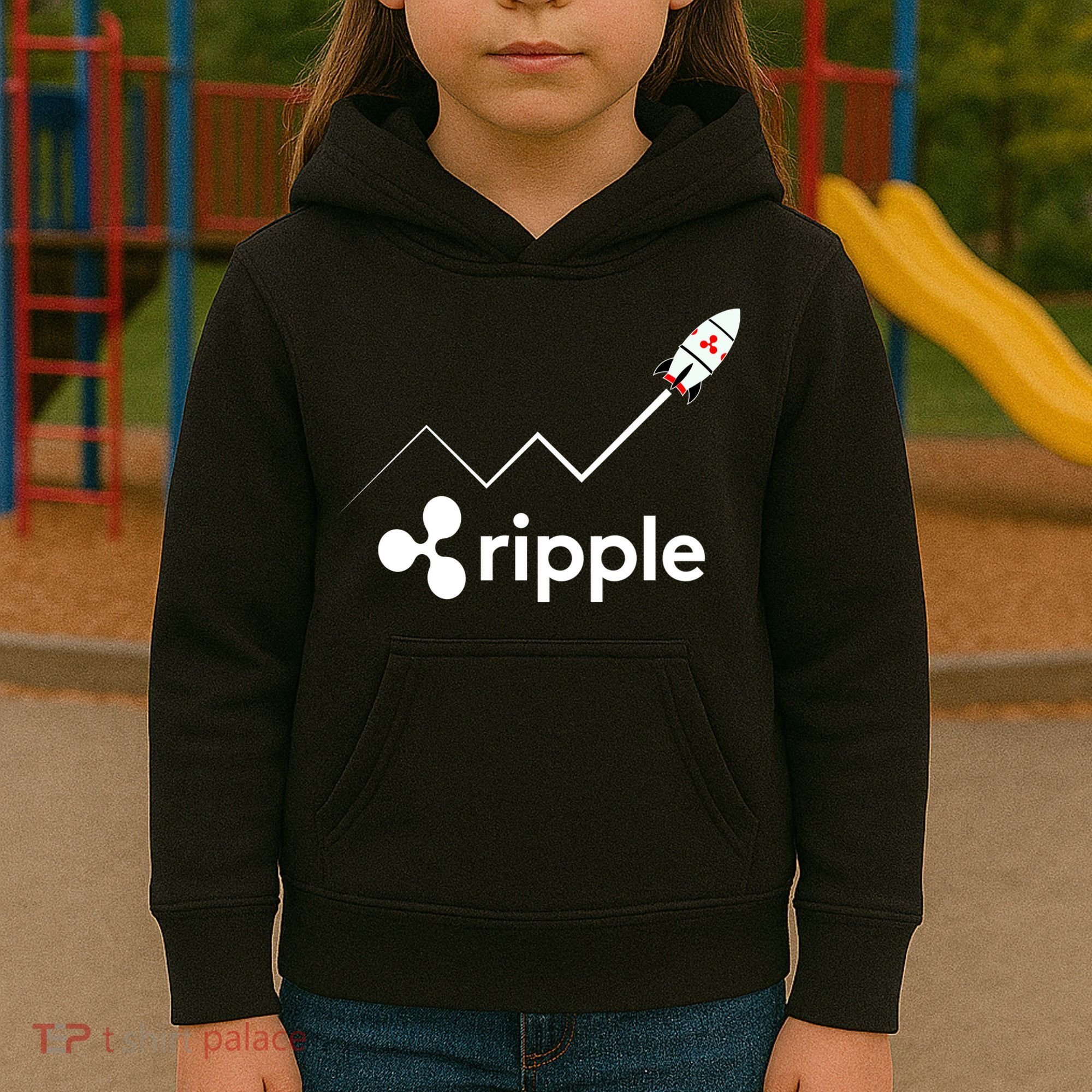 Ripple XRP To the Moon Crypto Rocket Chart Kids Hoodie