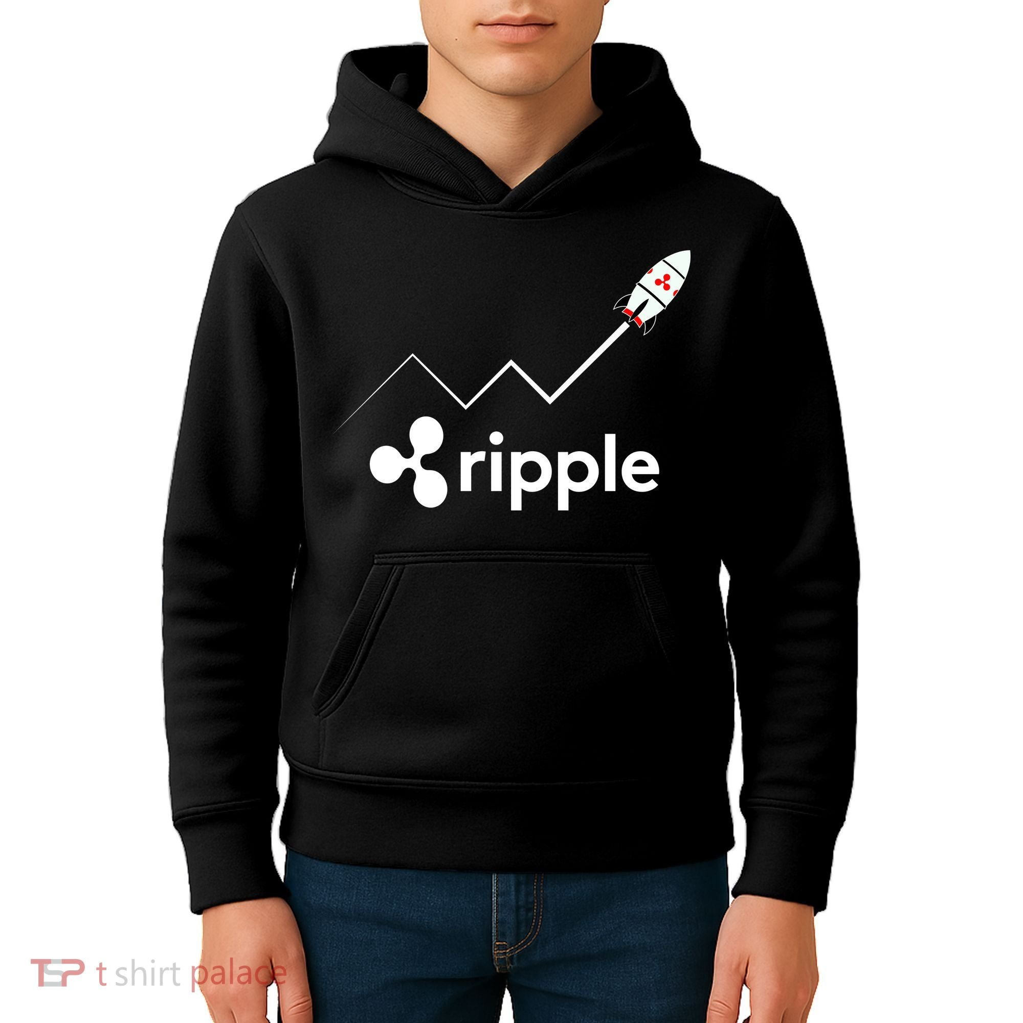 Ripple XRP To the Moon Crypto Rocket Chart Kids Hoodie