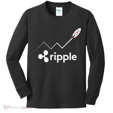 Ripple XRP To the Moon Crypto Rocket Chart Kids Long Sleeve Shirt