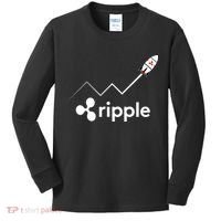 Ripple XRP To the Moon Crypto Rocket Chart Kids Long Sleeve Shirt thumb 0