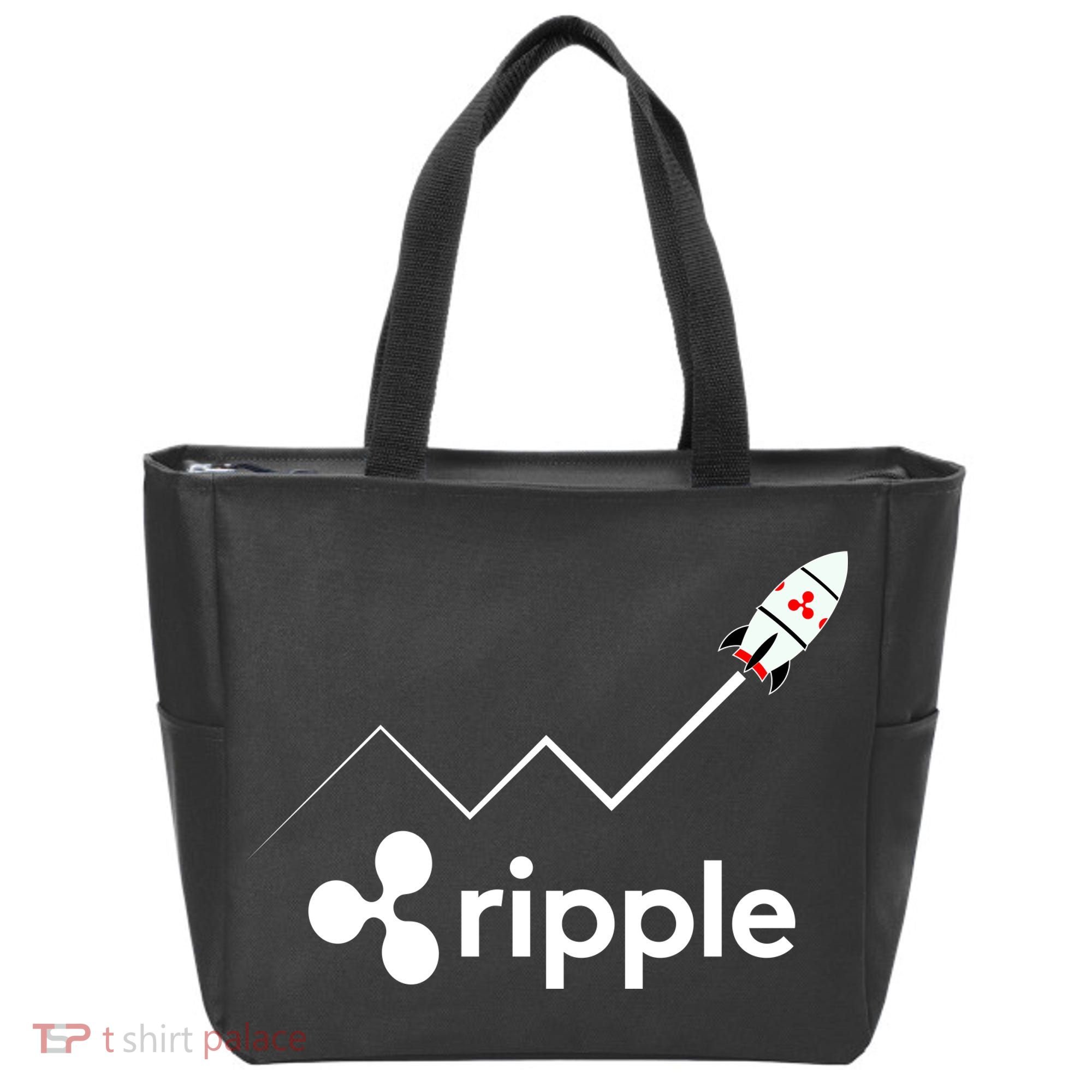 Ripple XRP To the Moon Crypto Rocket Chart Tote Bag