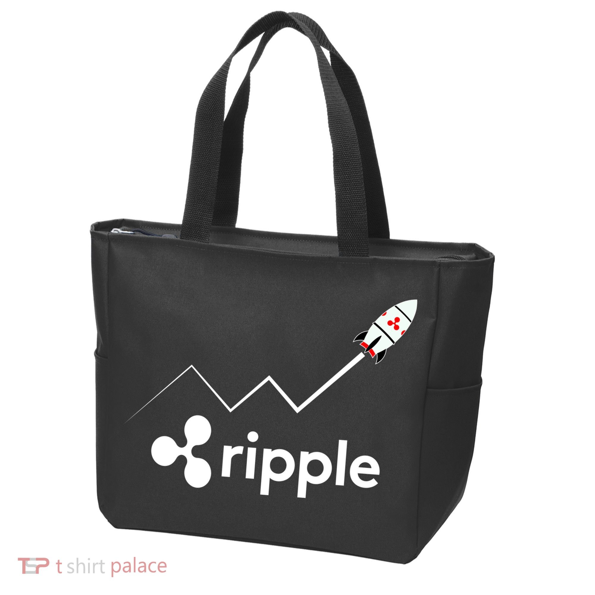 Ripple XRP To the Moon Crypto Rocket Chart Tote Bag