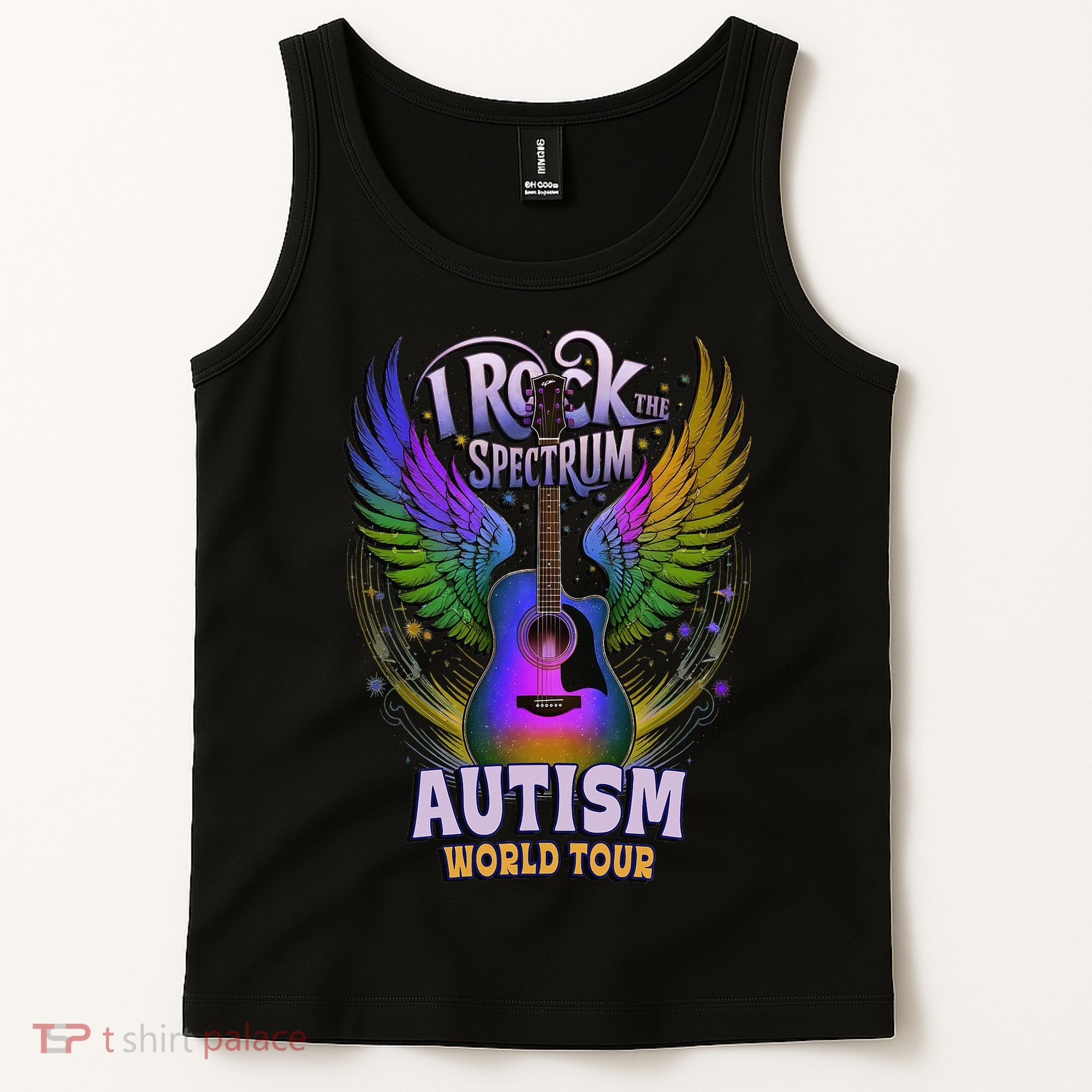 Rockstar I ROCK THE SPECTRUM Autism World Awareness Dad Tank Top