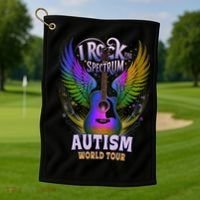 Rockstar I ROCK THE SPECTRUM Autism World Awareness Dad Golf Towel thumb 1