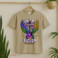 Rockstar I ROCK THE SPECTRUM Autism World Awareness Dad T-Shirt thumb 2