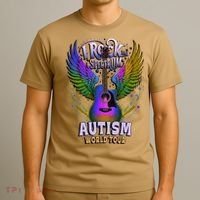Rockstar I ROCK THE SPECTRUM Autism World Awareness Dad T-Shirt thumb 3