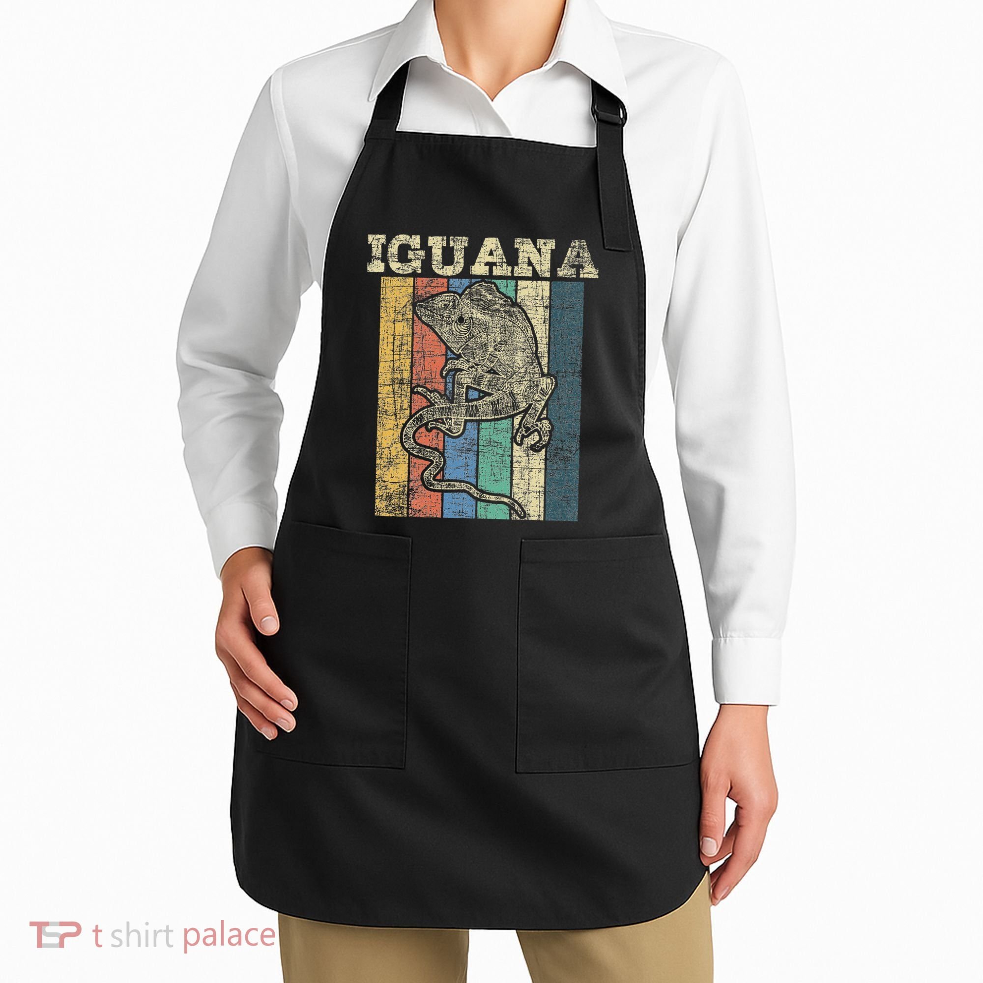 Retro Iguana Reptile Lover Herpetology Herpetologist Apron