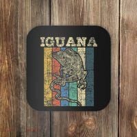 Retro Iguana Reptile Lover Herpetology Herpetologist Coaster thumb 0