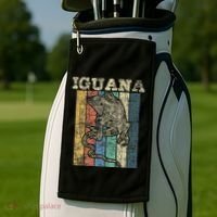 Retro Iguana Reptile Lover Herpetology Herpetologist Golf Towel thumb 2