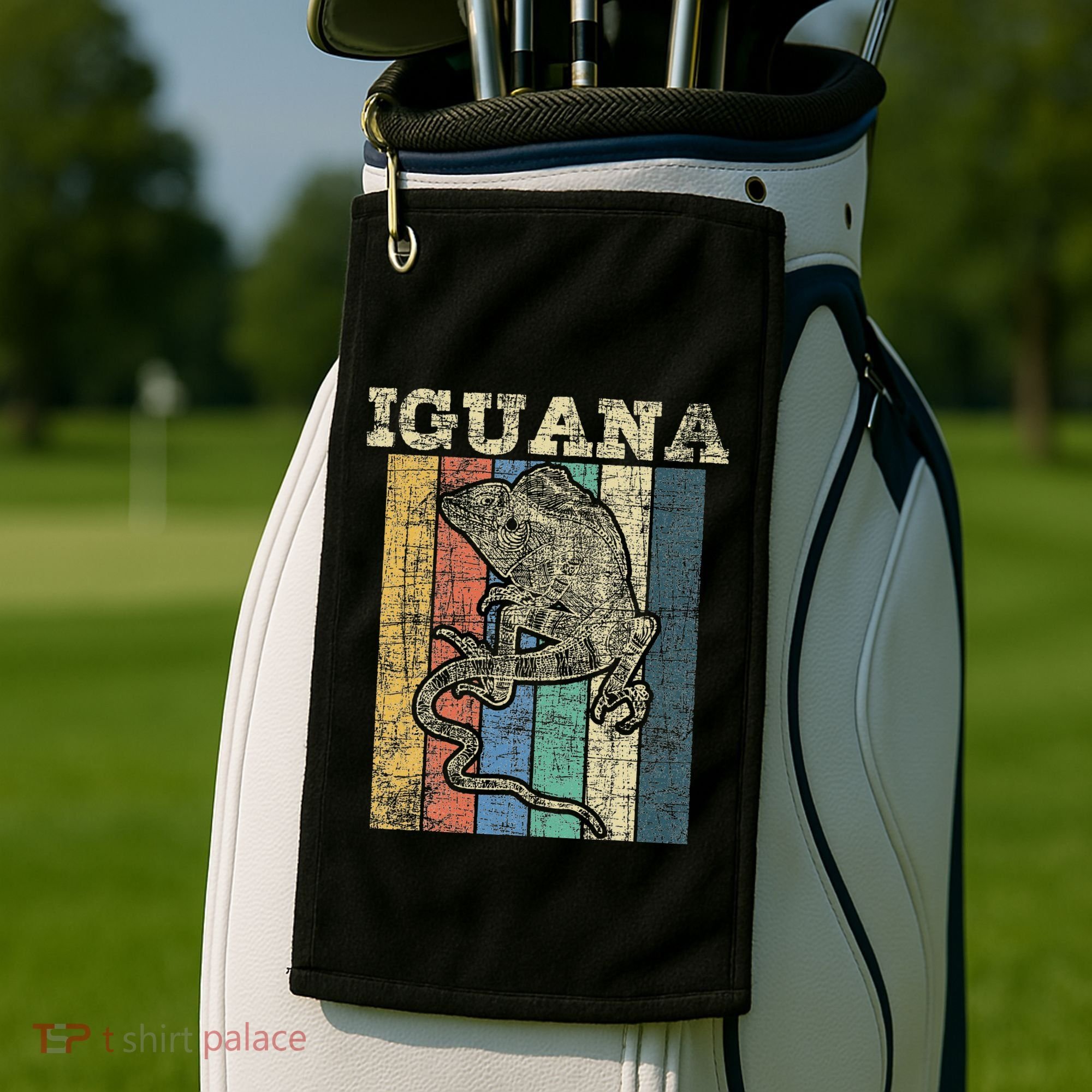 Retro Iguana Reptile Lover Herpetology Herpetologist Golf Towel
