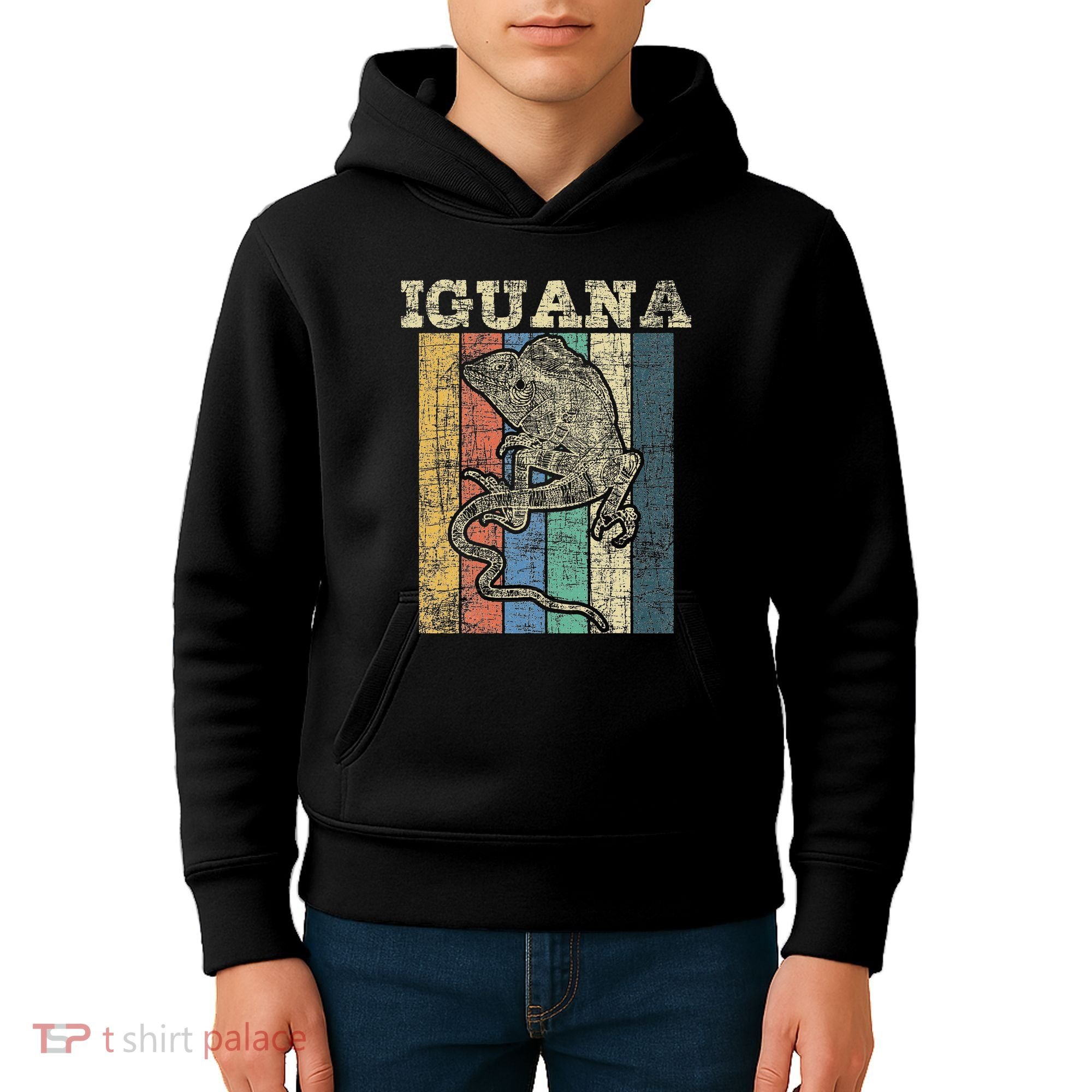 Retro Iguana Reptile Lover Herpetology Herpetologist Kids Hoodie