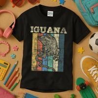 Retro Iguana Reptile Lover Herpetology Herpetologist Kids T-Shirt thumb 3