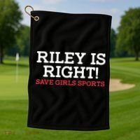 Riley Is Right | I Stand With Riley Gaines Golf Towel thumb 1