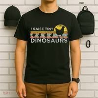 Retro I Raise Tiny Dinosaurs Chicken - Vintage Farmer T-Shirt thumb 6