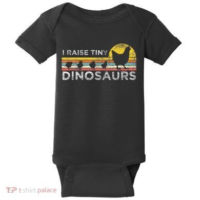 Retro I Raise Tiny Dinosaurs Chicken - Vintage Farmer Baby Bodysuit