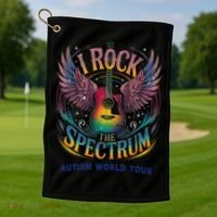 Rockstar I ROCK THE SPECTRUM Autism Awareness Support Golf Towel thumb 1