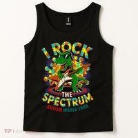 Rockstar I ROCK THE SPECTRUM Autism Awareness Mom Dad Tank Top thumb 2
