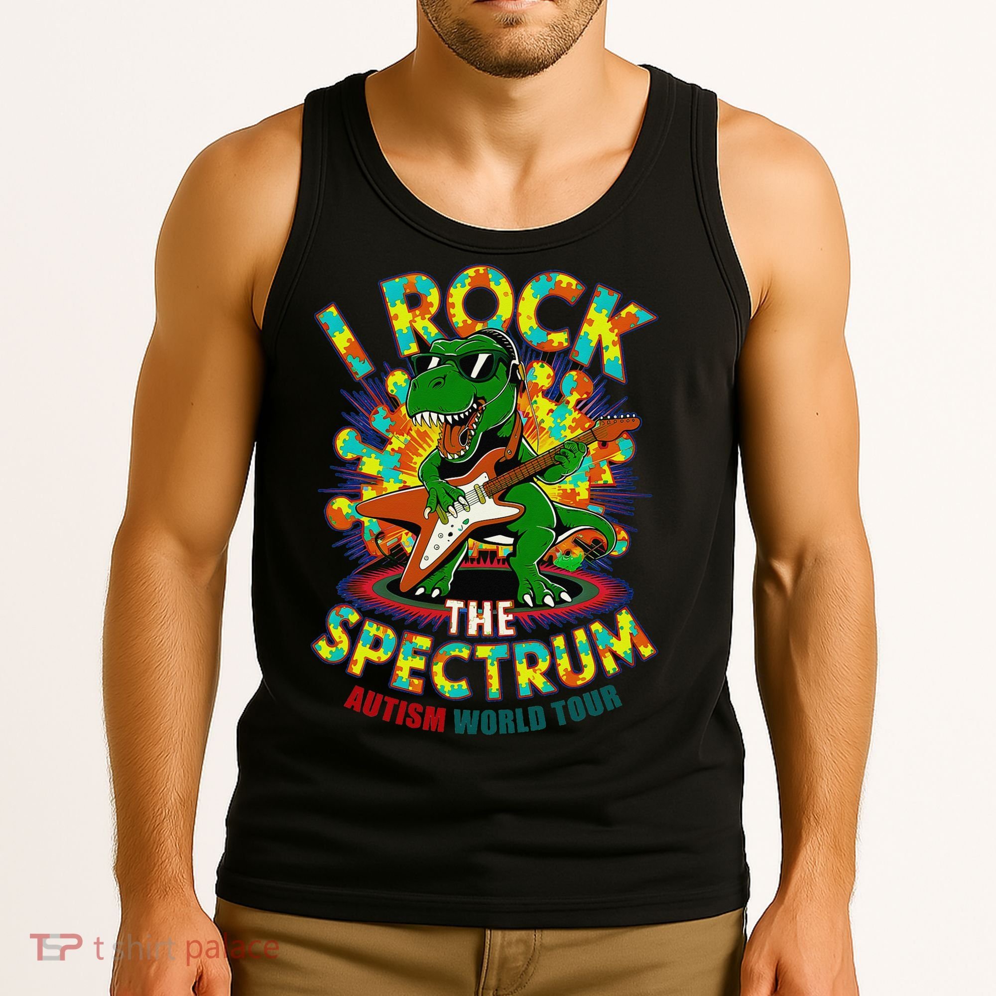 Rockstar I ROCK THE SPECTRUM Autism Awareness Mom Dad Tank Top