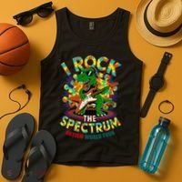 Rockstar I ROCK THE SPECTRUM Autism Awareness Mom Dad Tank Top thumb 4