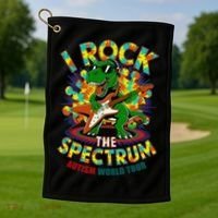 Rockstar I ROCK THE SPECTRUM Autism Awareness Mom Dad Golf Towel thumb 1
