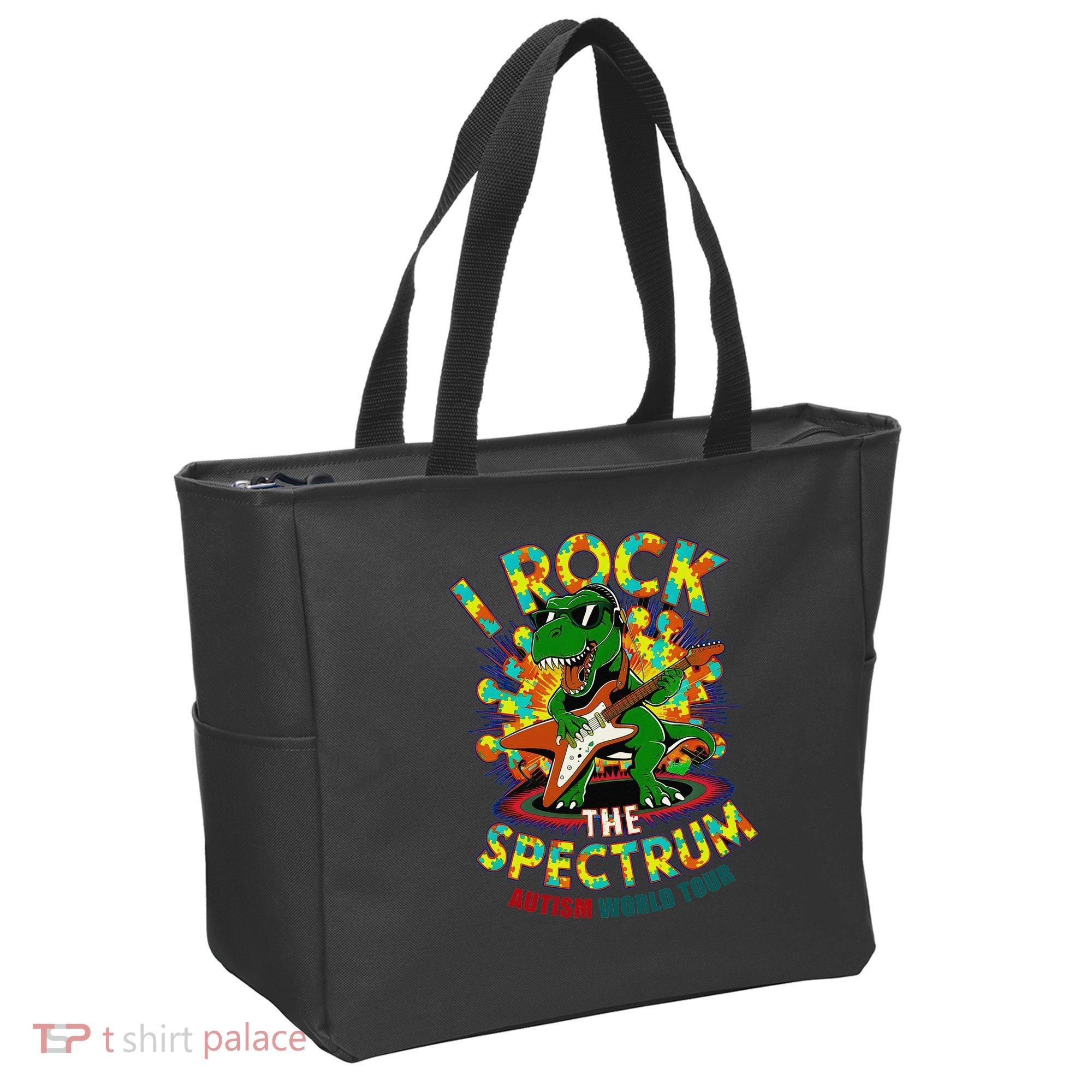 Rockstar I ROCK THE SPECTRUM Autism Awareness Mom Dad Tote Bag