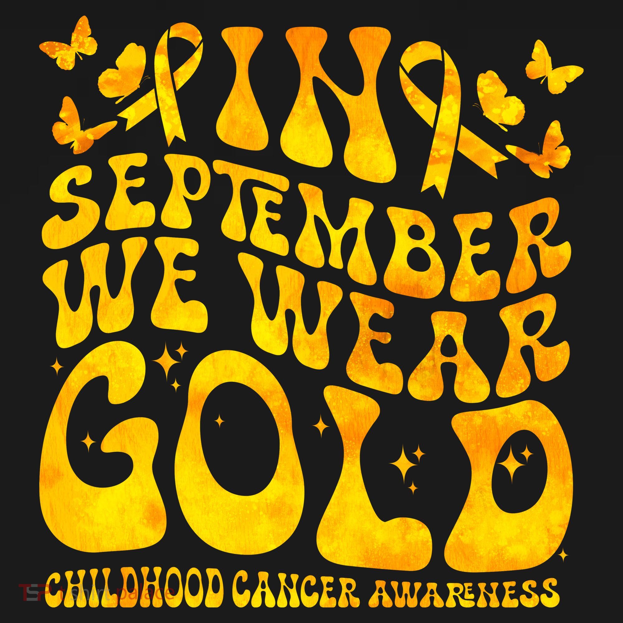 Retro In September We Wear Gold Childhood Cancer Awareness Women's Hoodie