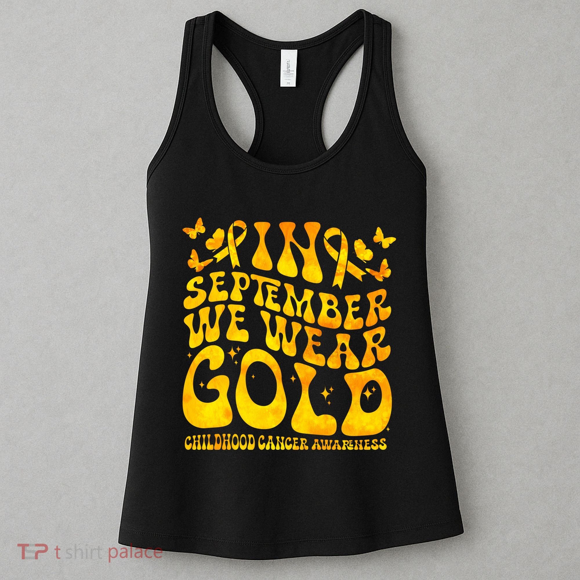 Retro In September We Wear Gold Childhood Cancer Awareness Women's Tank Top