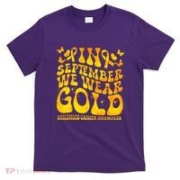 Retro In September We Wear Gold Childhood Cancer Awareness T-Shirt thumb 0