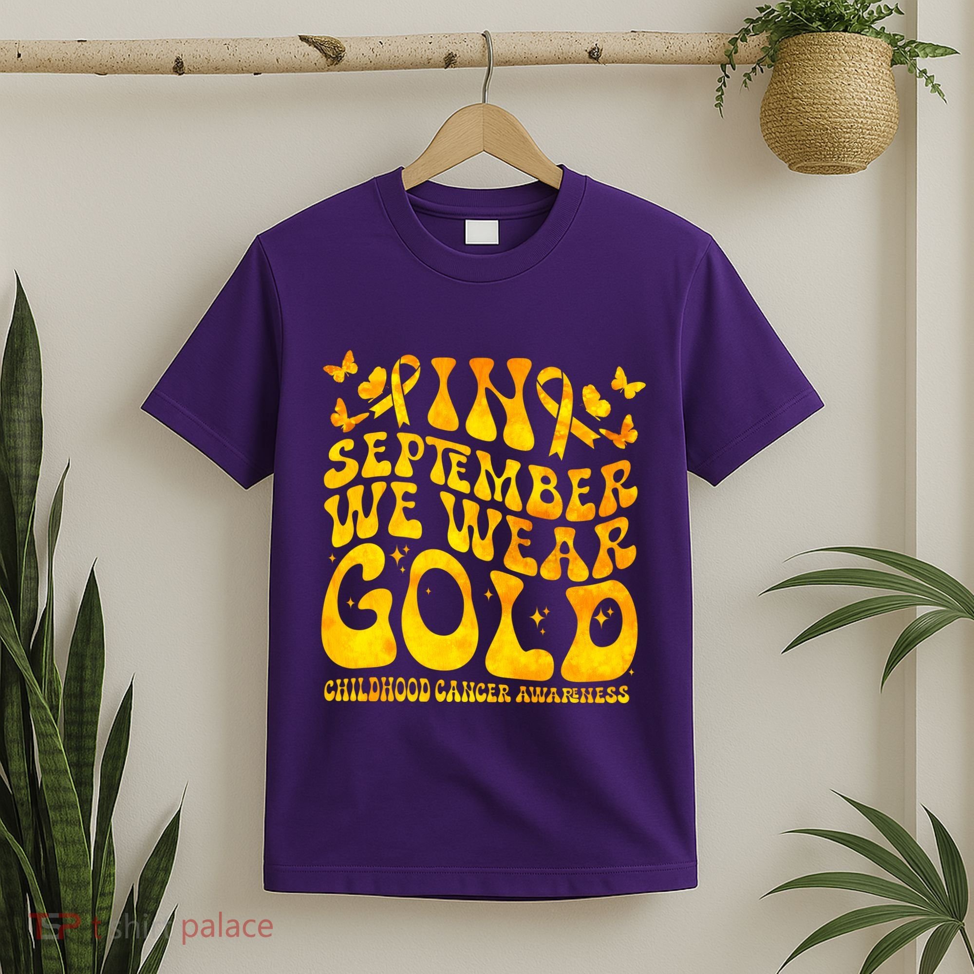 Retro In September We Wear Gold Childhood Cancer Awareness T-Shirt