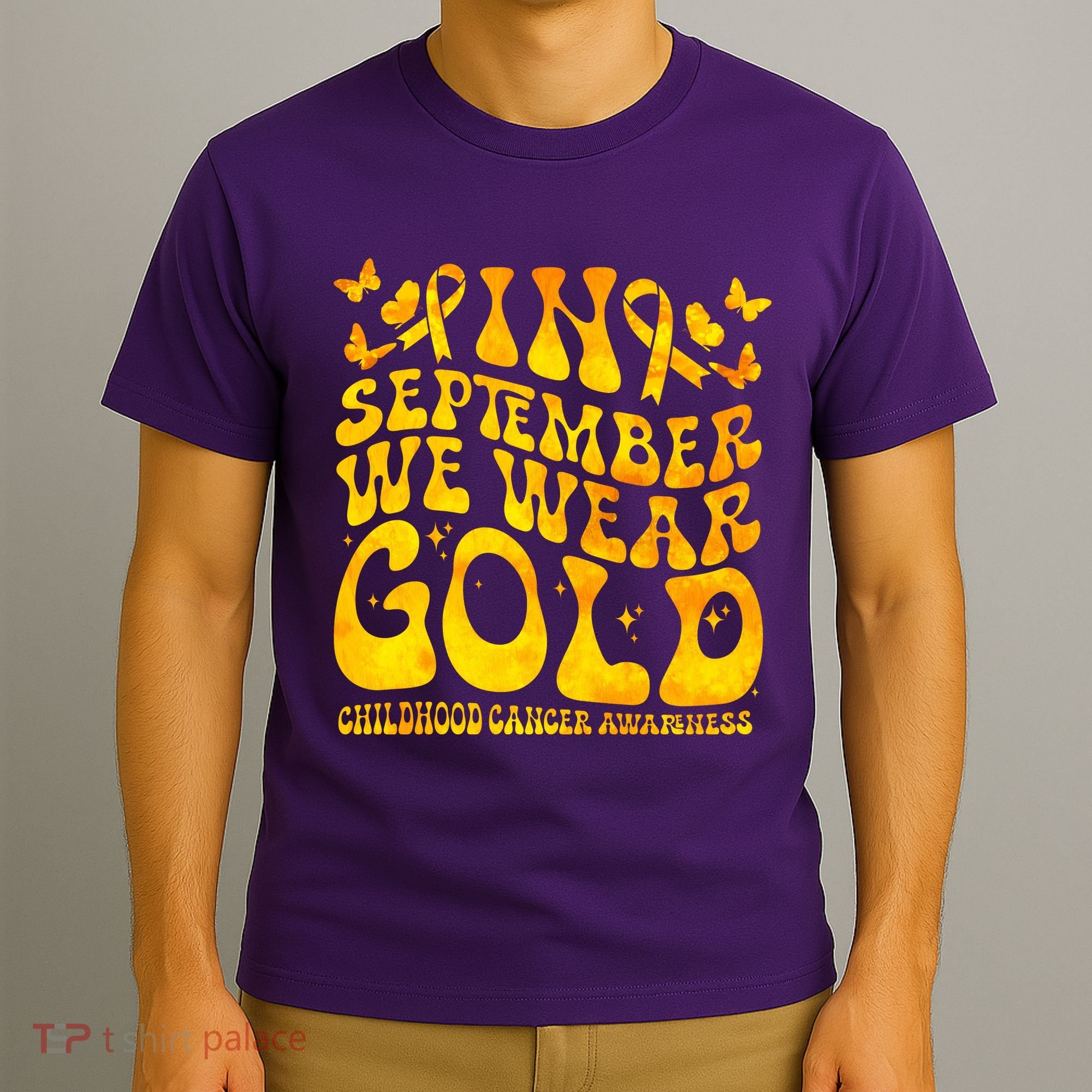 Retro In September We Wear Gold Childhood Cancer Awareness T-Shirt