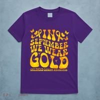Retro In September We Wear Gold Childhood Cancer Awareness T-Shirt thumb 5