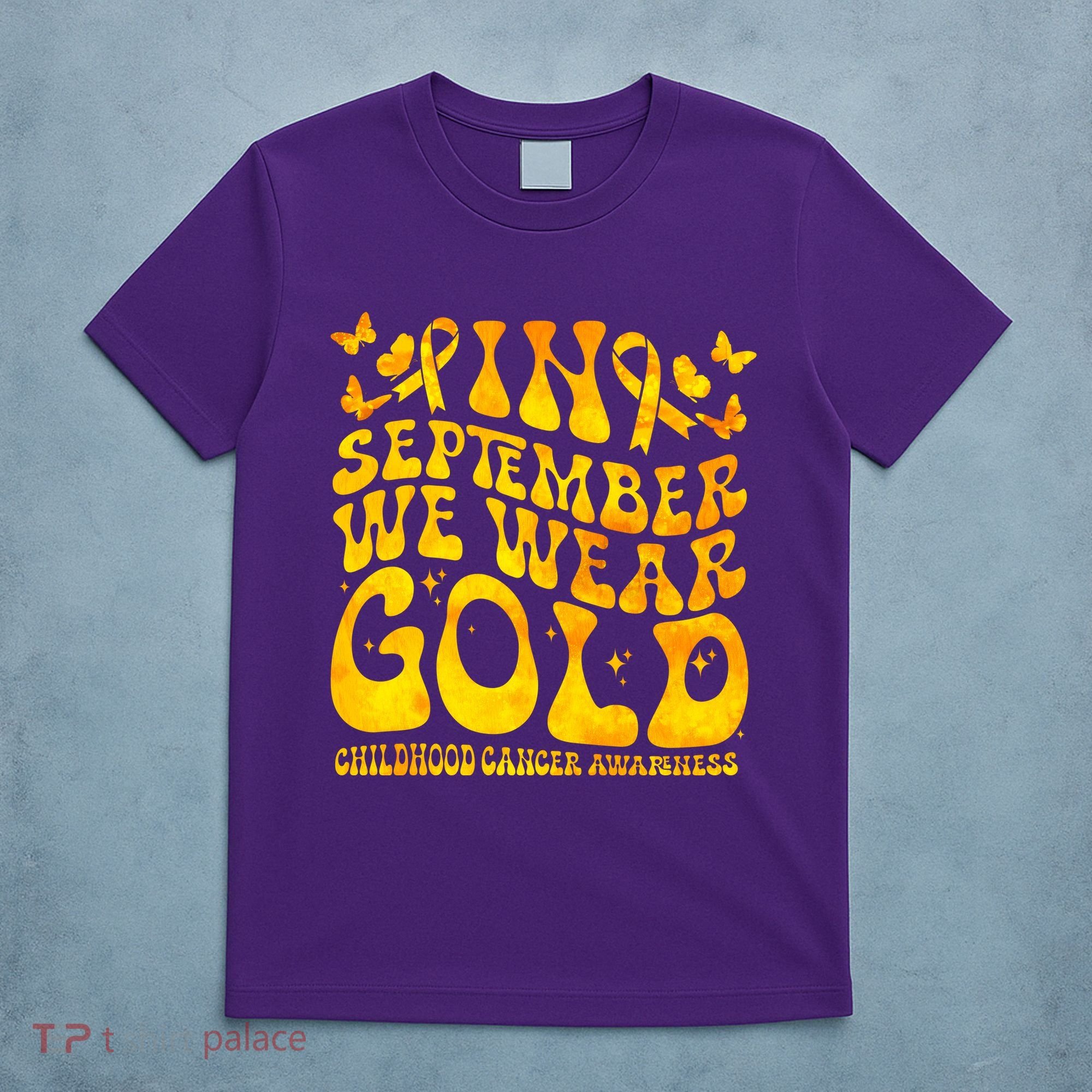 Retro In September We Wear Gold Childhood Cancer Awareness T-Shirt