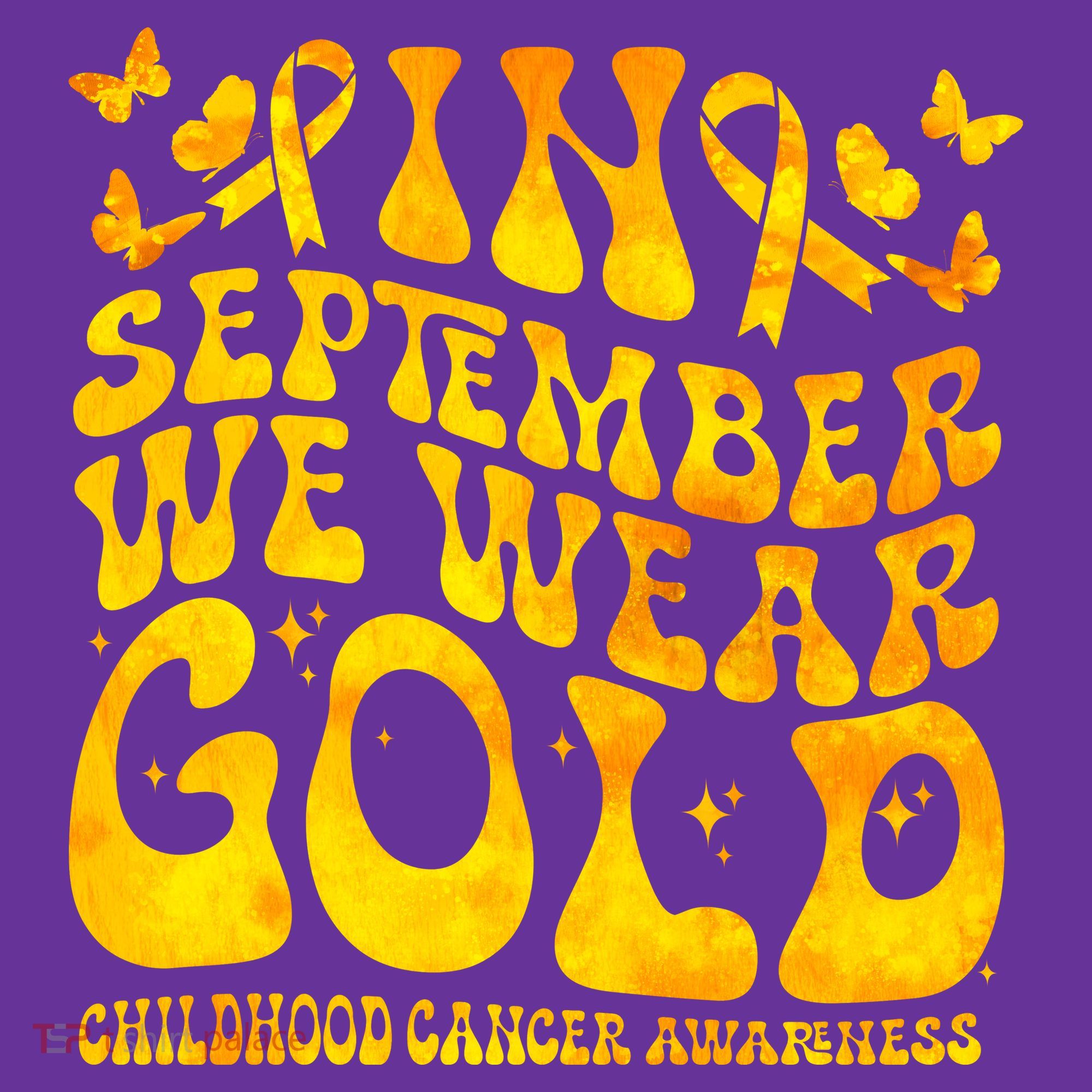 Retro In September We Wear Gold Childhood Cancer Awareness T-Shirt