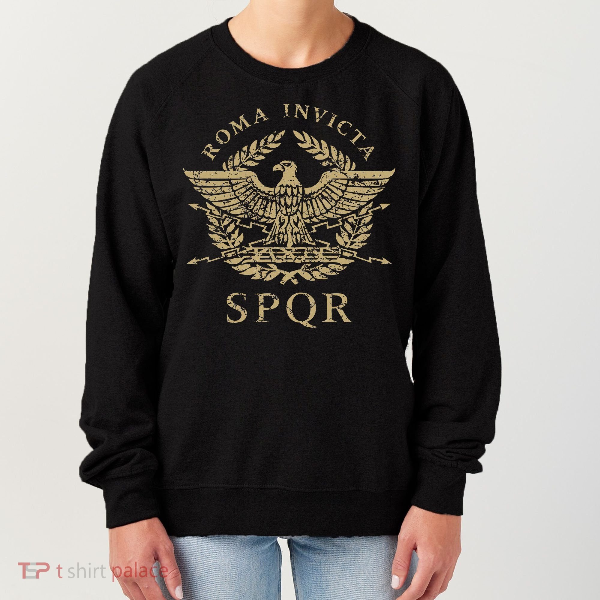 Roma Invicta Spqr Roman Eagle Distressed Women's Sweatshirt