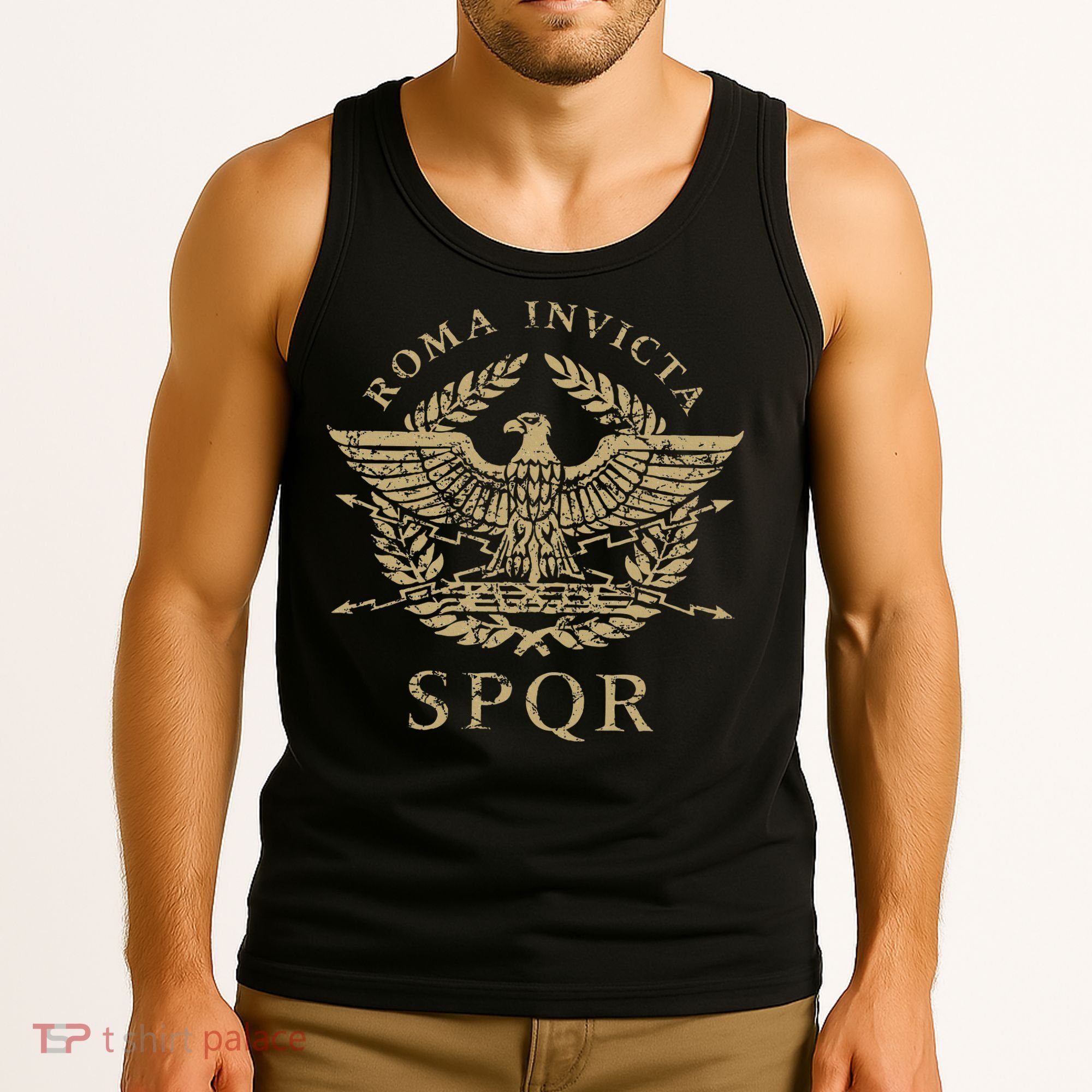 Roma Invicta Spqr Roman Eagle Distressed Tank Top
