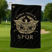 Roma Invicta Spqr Roman Eagle Distressed Golf Towel thumb 1