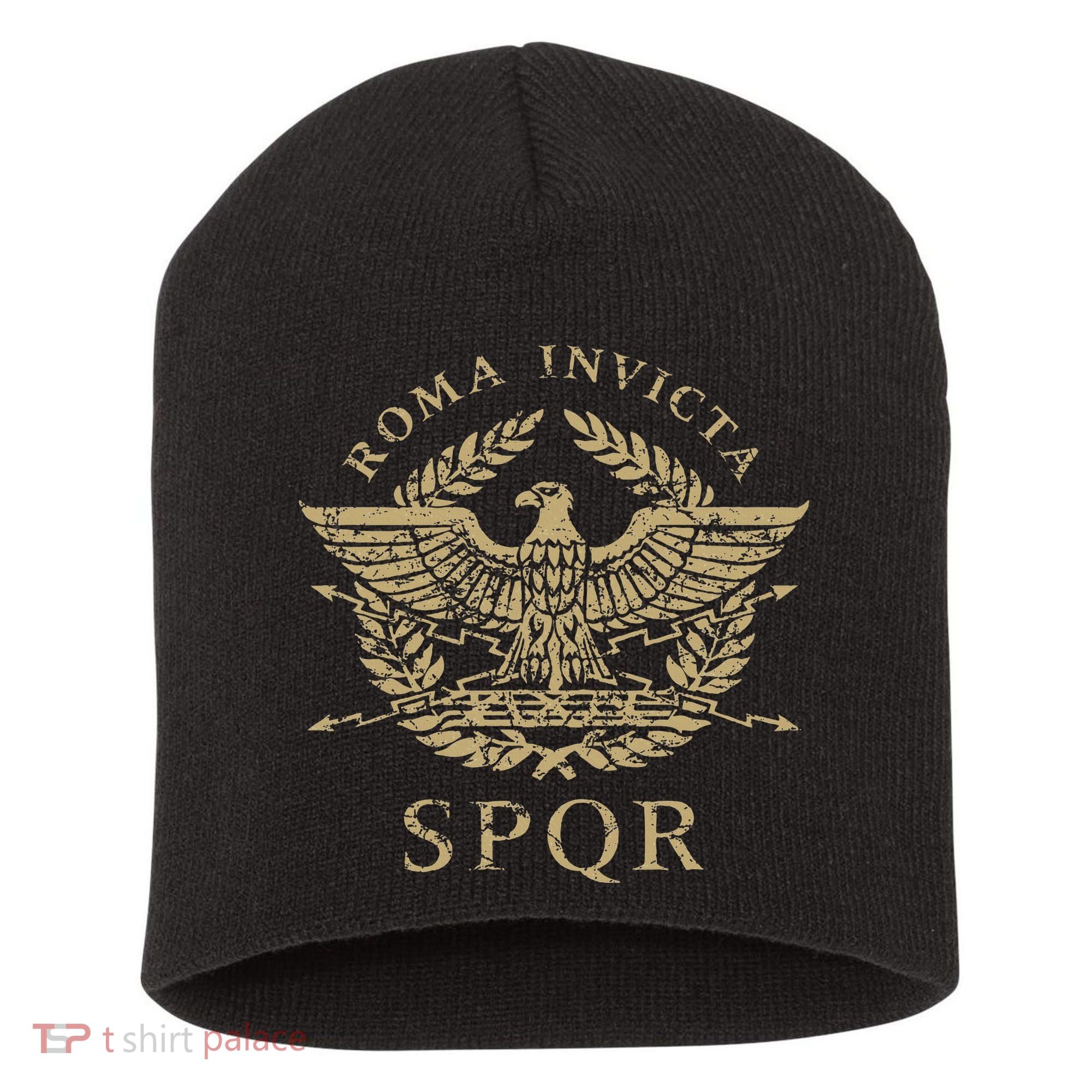 Roma Invicta Spqr Roman Eagle Distressed Short Acrylic Beanie