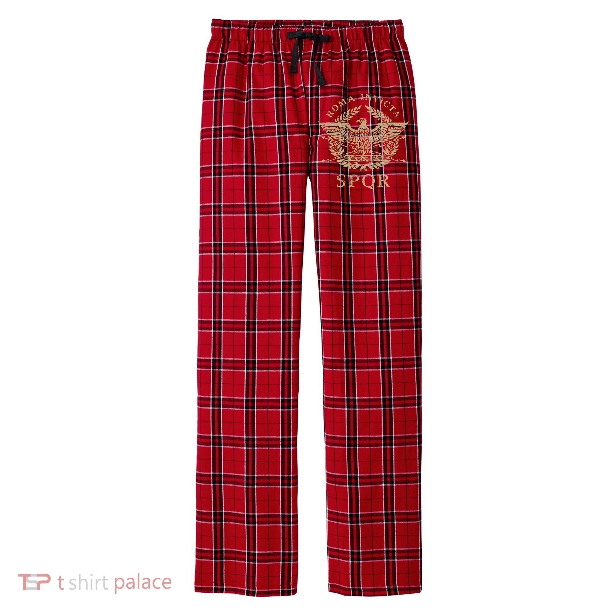 Roma Invicta Spqr Roman Eagle Distressed Men's Flannel Plaid Pajama Pants