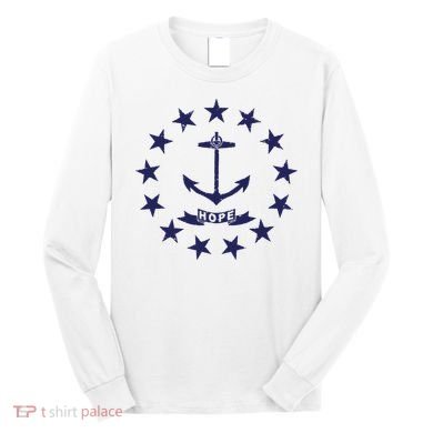 Rhode Island State Flag Distressed Blue Providence Rhode Long Sleeve Shirt