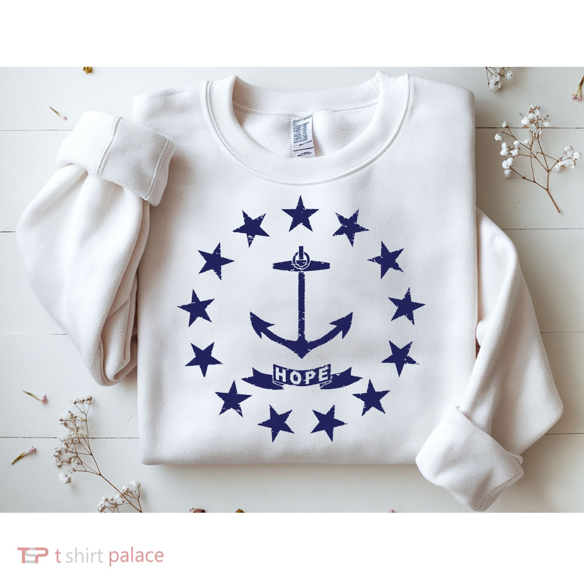 Rhode Island State Flag Distressed Blue Providence Rhode Sweatshirt