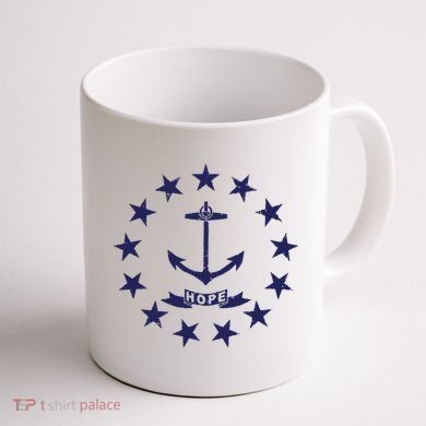 Rhode Island State Flag Distressed Blue Providence Rhode Coffee Mug back