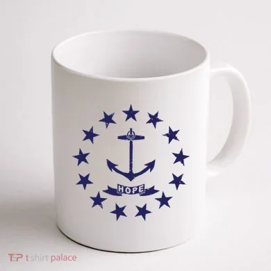 Rhode Island State Flag Distressed Blue Providence Rhode Coffee Mug back