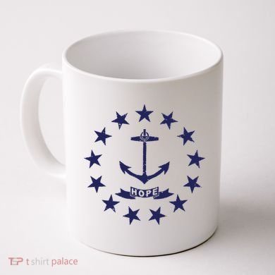 Rhode Island State Flag Distressed Blue Providence Rhode Coffee Mug