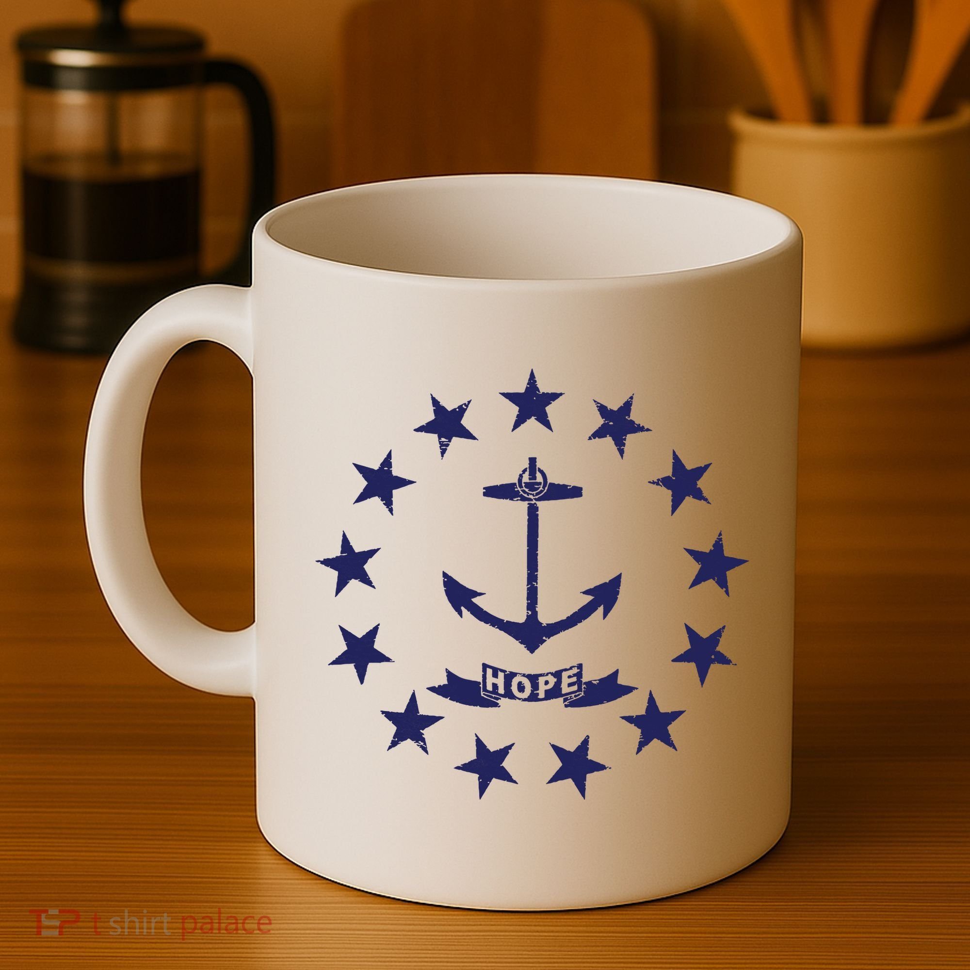 Rhode Island State Flag Distressed Blue Providence Rhode Coffee Mug